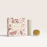 House of Holabox Stray Willow Silk Lip Duo in Strawberry featuring a sugar lip scrub and conditioning lip balm set.