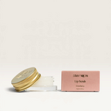 House of Holabox Stray Willow strawberry sugar lip scrub in a glass jar with gold lid and matching pink box.