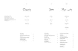 House of Holabox This Is Home book table of contents page showing chapters Create, Live, and Nurture with home list