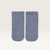 House of Holabox Toshi organic cotton baby ankle socks in a soft blue melange knit for infants aged 0-6 months.
