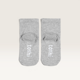 House of Holabox Toshi grey organic cotton baby ankle socks with white logo detail for 0-6 month infants
