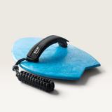 House of Holabox WAW BadFish sky blue recycled plastic bodysurfing handplane with adjustable strap and wrist leash