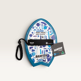 House of Holabox WAW BadFish sky blue recycled plastic bodysurfing handplane with adjustable strap and wrist leash