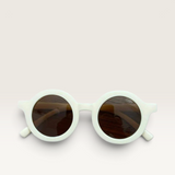 House of Holabox Little Drop kids sunglasses with white round frames and dark UV400 protective lenses