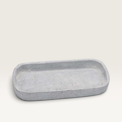 Huxter Concrete Soap Dish – Pale Grey – Rectangle Tray