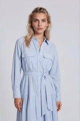 Christa Stripe Shirt Dress - Blue Choc Stripe