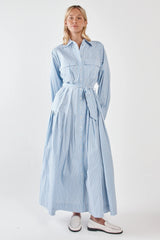 Christa Stripe Shirt Dress - Blue Choc Stripe