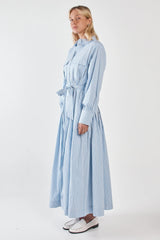 Christa Stripe Shirt Dress - Blue Choc Stripe