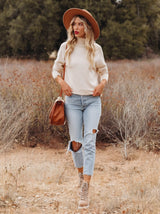 Lora High Neck Knit - Cream
