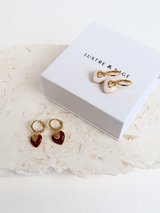 Jules Heart Red 18K Gold Plated Earrings-House of Holabox