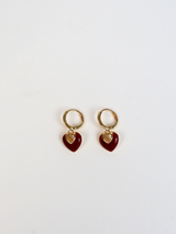 Jules Heart Red 18K Gold Plated Earrings-House of Holabox