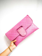 Kaya Rattan Clutch’s - Assorted Colours-Flamingo Pink-House of Holabox