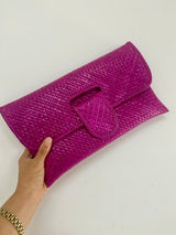 Kaya Rattan Clutch’s - Assorted Colours-Magenta-House of Holabox