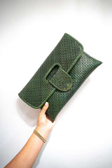 Kaya Rattan Clutch’s - Assorted Colours-Moss Green-House of Holabox