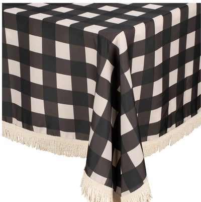 ‘Kollab’ Fringed Tablecloth – Black Check