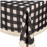 ‘Kollab’ Fringed Tablecloth-Black Check-House of Holabox