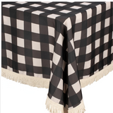 ‘Kollab’ Fringed Tablecloth-Black Check-House of Holabox
