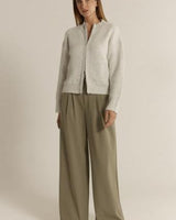 Lumi zip-up jumper in snow marle fluffy knit with ribbed trims and a relaxed fit.