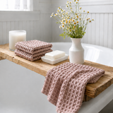 'Mama and Tochter' 100% Organic Cotton Rustic Waffle Standard Tea Towel - Hand Towel - Dusty Pink-House of Holabox