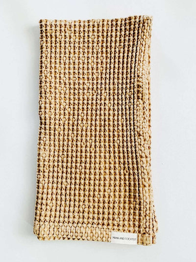 'Mama and Tochter' 100% Organic Cotton Rustic Waffle Tea Towel - Light Rust