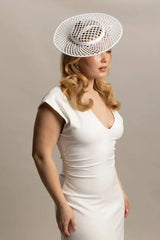 Morgan & Taylor Cassy Racewear Boater hat with tilted brim and netted finish for race day and formal events