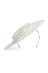 Morgan & Taylor Cassy Racewear Boater hat with tilted brim and netted finish for race day fashion