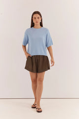 Noni Relaxed Knit Tee - Cornflower