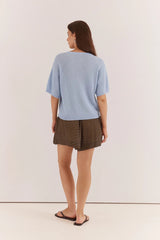 Noni Relaxed Knit Tee - Cornflower