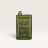 Olio Ceramic Oil Bottles, olive green ceramic bottle with a cork stopper and raised lettering and olive branch design.