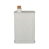 Olio Ceramic Oil Bottle in ivory with cork stopper, 12x6x22cm, elegant kitchen accessory