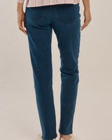 Back view of Rita Relax skinny jeans in soft dark blue stretch denim with a classic fit.