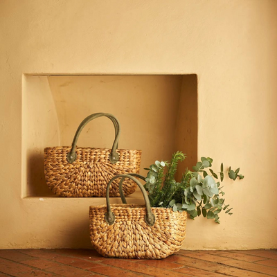 Robert Gordon | Suede Handle Wicka Baskets - 2 Sizes - Pink & Brown – Forest Green / S