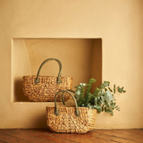 ‘Robert Gordan’ Suede Handle Wicka Baskets - 2 Sizes - Pink & Brown-Forest Green-S-House of Holabox