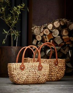 ‘Robert Gordan’ Suede Handle Wicka Baskets - 2 Sizes - Pink & Brown