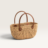 ‘Robert Gordan’ Suede Handle Wicka Baskets - 2 Sizes - Pink & Brown-House of Holabox