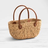 ‘Robert Gordan’ Suede Handle Wicka Baskets - 2 Sizes - Pink & Brown-House of Holabox
