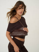 Roselle Woven Shoulder Bag in Brown-House of Holabox