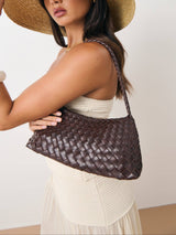Roselle Woven Shoulder Bag in Brown-House of Holabox