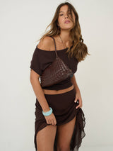 Roselle Woven Shoulder Bag in Brown-House of Holabox