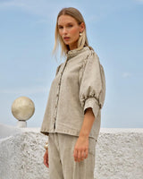 Saskia Balloon Shirt - Parchment Neutral -House of Holabox