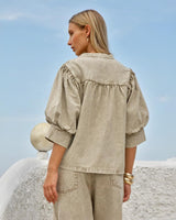 Saskia Balloon Shirt - Parchment Neutral -House of Holabox