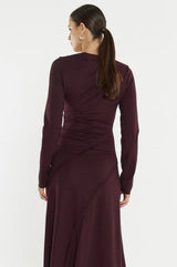 JADE SEAMED JERSEY DRESS - Burgundy