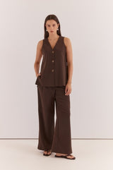 Nevra Side Panel Vest - Chocolate Brown