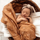 'Snuggle Hunny’ Organic Muslin Wraps-Bronze Palm-House of Holabox
