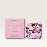 House of Holabox Soaked Body Bar Romance aroma shower melt with rose petals in a pink square box