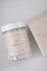 Soaked Body Bar bath sprinkles with magnesium and organic botanicals in assorted fragrances