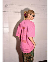 Unisex dark pink acid wash cotton tee with bold No Vacancy back graphic print.