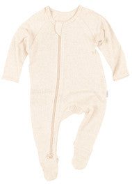 ‘Toshi’ Organic Long Sleeve Onsie - Assorted Colours – Feather / 00