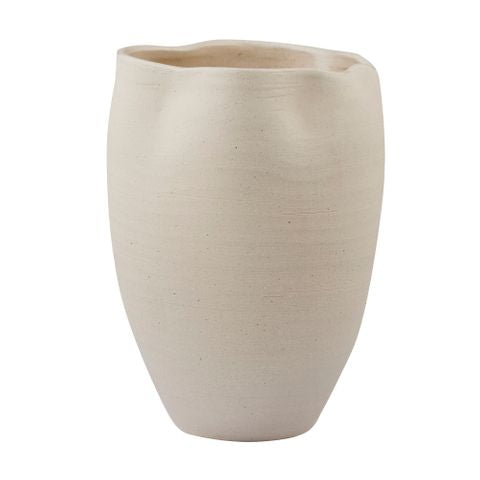 Beige ceramic vase on a white background