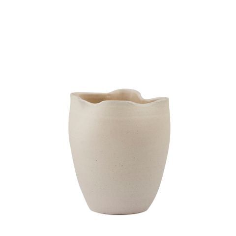 Beige ceramic vase on a white background